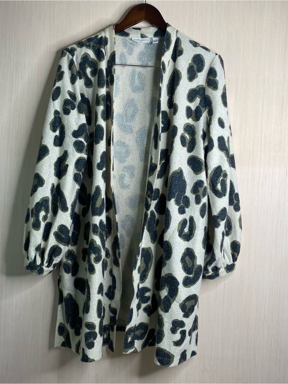 Susan Graver Women’s Open-Front Long Sleeve Leopard Print Cardigan Sweater XLP